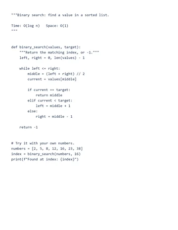 Python binary-search source