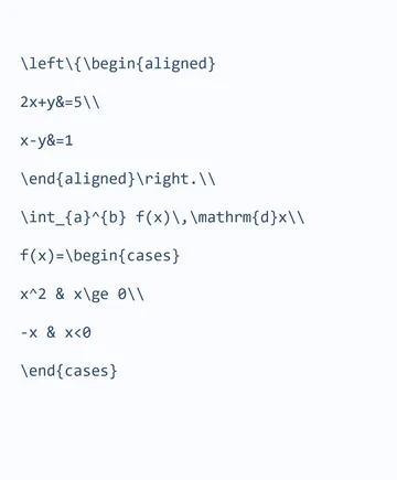 LaTeX forrás egy kapcsos rendszerhez, határozott integrálhoz és szakaszos függvényhez