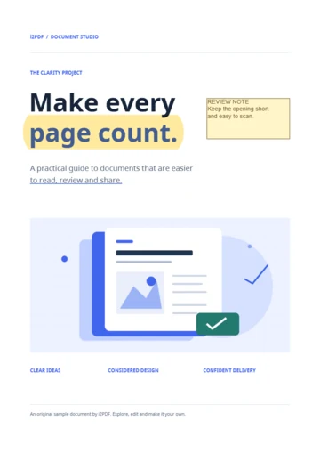 The sample page with PDF review annotations.