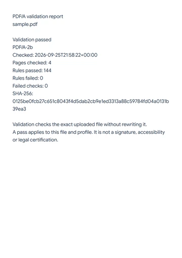 Actual validation report downloaded for this exact sample.